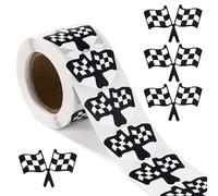 500pcs Checkered Flags Sticker, Coated Paper Self Adhesive Checkered Stickers 1.5x0.94in Black White Checkered Flag Stickers Racing Checkered Flag Decal for Racing Car Theme Decoration