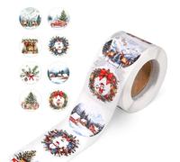 500pcs Christmas Roll Stickers, 1.5in Christmas Round Labels Stickers Holiday Tree Reindeer Santa Claus 8 Styles Vintage Xmas Seals Stickers Decoration Party Supplies for Crafts Envelope Sealing