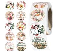 500Pcs Christmas Sealing Stickers 2.5cm,Christmas Stickers Roll Xmas Adhesive Gift Tag Self Adhesive Sticker for Card Making Sealing Envelopes Wrapping Presents Christmas Party Sticker Decor