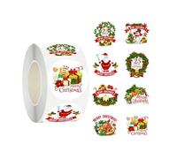 500Pcs Christmas Sealing Stickers - Round Self Adhesive Stickers - Merry Christmas Label Sticker Gift Tag Decals for Scrapbooking Cards, Envelope, Xmas Party Decoration A11SDKLJT