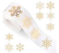 500pcs Christmas Snowflake Stickers, 1.57in/4cm Holographic Self-Adhesive Seal Stickers Waterproof Winter Holiday Snowflake Decals Decorations Roll for Envelopes Gifts Xmas Party Decor