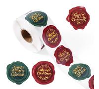 500pcs Christmas Stickers Roll, 1.5 Inch Round Merry Christmas Stickers Stamp Shape Winter Holiday Adhesive Xmas Circle Labels for Envelope Scrapbooking Cards Gift Tags Seal Crafts Decoration