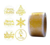 500pcs Christmas Stickers Roll Gold 2.5cm Round Self Adhesive Seal Labels Gift Wrapping Envelopes Cards Party Decor (Gold Snowflake Tree)