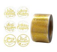 500pcs Christmas Stickers Roll Gold 2.5cm Round Self Adhesive Seal Labels Gift Wrapping Envelopes Cards Party Decor (Merry Christmas)