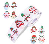 500pcs Christmas Xmas Stickers, Cute Sticker Roll Round Seal Tag Labels for Envelope Gift Greeting Card Classroom Reward Birthday Holiday Kid Party Craft Decor (Snowman)