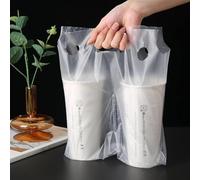 500PCS Clear Handle Drink Drinking Poly Plastic Packaging Bags,Drink Carrier, for Delivery Take Out Cup Holder Bar Restaurant Coffee Shop Supplies Cup Carriers （11.8 "x 10.23")