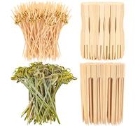 500PCS Cocktail Picks Kit 4 Styles Fancy Toothpicks for Appetizers 3 Sizes Long Bamboo Skewers Decorative Wooden Cocktail Sticks for Party Supplies Food Drinks Fruit Charcuterie Boards Accessories