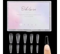 500Pcs Coffin Nail Tips Full Cover Clear Nails for Acrylic Ballerina False Nail Tips, 10 Sizes