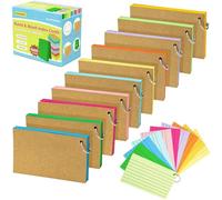 500PCS Colored Index Cards with Rings - 10 Colours 10 Sets 5"x3" One Side Lined One Side Blank - Revision/Record/Flash Note/Study Cards/Memo Scratch Pads/to Do List for Office School Home PAP06MX500