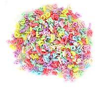 500pcs Colourful Letters Plastic Pastel Beads a-z Round Alphabet Beads, Multicoloured Plastic Round Alphabet Beads for Jewellery Making Multi-Coloured Heart and Star Beads for DIY