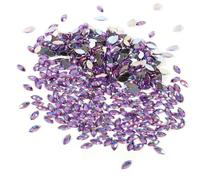 500Pcs Craft Rhinestones 7 x 15mm AB Crystal Flatback Rhinestones for Decoration Clothing DIY Party Decor (Purple) Clothing Accessories