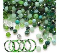 500PCS Crystal Glass Beads, 4mm Round Faceted Glass Beads for Jewellery Making, Green Crystal Bead for Bracelet Necklaces Making DIY Crafting Projects