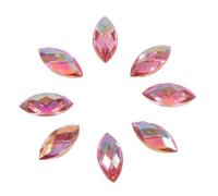 500pcs Crystal Rhinestones, 7x15mm Horse Eye Shape Flat Back Crystal Acrylic Gems Colorful Rhinestones Craft Bulk for Nail, DIY Bead, Craft Decor (Light Pink)
