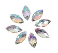 500pcs Crystal Rhinestones, 7x15mm Horse Eye Shape Flat Back Crystal Acrylic Gems Colorful Rhinestones Craft Bulk for Nail, DIY Bead, Craft Decor (White)