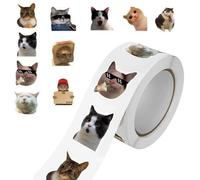 500PCS Cute Cat Me/me Stickers Roll,10 Various Styles Funny Animal Stickers for Adults,Waterproof Vinyl Mini Stickers for Laptop,Water Bottle,Scrapbook,Journal,DIY Crafts,Cute Girly Stuff,Style C