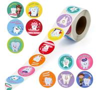 500pcs Dental Stickers, 1 Inch Round Cute Tooth Reward Decals Dental Prizes for Children Kids Party Craft Supplies for Dentist Schools Teachers Clinics Gifts