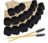 500Pcs Disposable Mascara Wands Eco-friendly Eyelash Brush Spoolies for Eye Lash Extension Eyebrow Bamboo Stick Women Girls(Black)