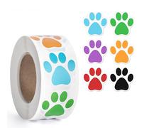 500PCS Dog Paw Print Stickers, 1 Inch Colorful Dog Stickers for Kids, Self-Adhesive Puppy Paw Prints Labels for Gifts, Mailing, Vets, Kennels, Party Room Decoration, Envelope Seals
