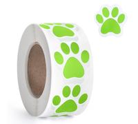 500PCS Dog Paw Print Stickers, 1 Inch Dog Stickers for Kids, Self-Adhesive Puppy Paw Prints Labels for Gifts, Mailing, Vets, Kennels, Party Room Decoration, Envelope Seals (Green,1 roll)