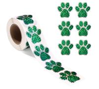500pcs Dog Paw Stickers Roll, 38mm/1.49in Self-Adhesive Glitter Cute Puppy & Cat Paw Stickers for Water Bottles Laptops Envelopes DIY Crafts & Scrapbooking (Dark Green)