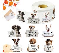 500Pcs Dog Thank You Stickers Roll, Thanksgiving Cards Cute Puppy Adhesive Labels Tags, Pet Business DIY Packaging Gift Cards Sticker