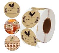 500pcs Farm Chicken Egg Labels Chicken Canning Sticker 2 inch Round Natural Brown Kraft Washed Egg Carton Labels for Kitchen Mason Jar, Farmer, Crafts, Organizing, Quail, Packaging