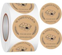 500Pcs Farm Fresh Egg Carton Stickers 2 inch-Kraft Round Washed Egg Carton Labels Self-Adhesive Egg Packaging Labeling for Chicken Duck Quail Egg