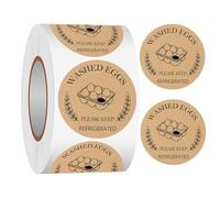 500Pcs Farm Fresh Egg Carton Stickers 2 inch-Kraft Round Washed Egg Carton Labels Self-Adhesive Egg Packaging Labeling for Chicken Duck Quail Egg