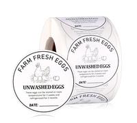 500pcs Farm Fresh Egg Carton Stickers, 2 Inch Round Unwashed Egg Boxes Labels Stamp with Collection Date Self-Adhesive Packaging Labeling Sign for Small Businesses Farmers Markets Stand Supplies