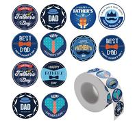 500pcs Fathers Day Stickers Roll, Blue Round Happy Fathers Day Stickers | Best Dad Self Adhesive Paper Labels for Gifts Cards Decorations Envelopes Sealing, Diameter 2.5cm/1inch