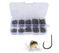 500Pcs Fishing Hooks, 10 Sizes 3# - 12# with Plastic Box Sharp Carbon Steel with Eye Sea Small Sea Fish Hooks Set Fishing Accessories for Saltwater or Freshwater