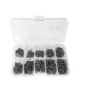 500Pcs Fishing Hooks, Carbon Steel Barbed Fishing Hooks Strong Sharp Set Sharp Jig Heads Accessories for Soft Lures Saltwater Freshwater Accessories 10 Sizes with Compartment Box