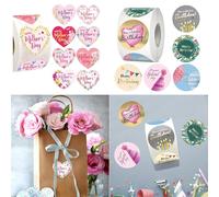 500PCS Flower Sticker 1Inch Happy Mother's Day Sticker Adhesive Wrapping Label for Seal Envelope Card Box Packaging Home Decoration