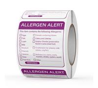 500PCS Food Allergen Labels 50×50mm Vinyl Allergy Stickers Waterproof Self-Adhesive Removable Decals for Bakery Kitchen Catering