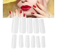 500pcs Full-Coverage False Nail Tips for Professional Nail Extension - Super Thin, Transparent, Safe ABS Material, 10 Sizes (Fit for DIY & Salon Use)
