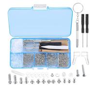 500Pcs Glasses Repair Tool Kit, Eyeglasss Sunglass Glasses Spectacles Repair Tool Kit Set, with Mini Screwdriver, Screws Nuts, Silicone Nose Pads, Tweezer, Glasses Cloth