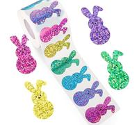 500pcs Glitter Easter Bunny Stickers 3.8cm,Easter Self-Adhesive Decoration for Kids Children Self-Adhesive Paper Bunny Label Bunnies Stickers for Kids Party Sticker