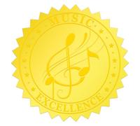 500pcs Gold Foil Music Note Certificate Seals1.75 Inch Embossed Self-Adhesive Stickers for Awards, Invitations & Graduation Waterproof Foil Achievement Labels