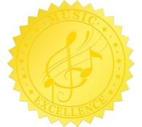 500pcs Gold Foil Music Note Certificate Seals1.75 Inch Embossed Self-Adhesive Stickers for Awards, Invitations & Graduation Waterproof Foil Achievement Labels