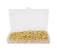 500pcs Gold Metal Mushroom Head Brads for Paper Crafts and Journals | Rounded Dual Prongs, Organised Box, Suitable for Card Making Workshops and Classroom Use