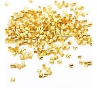 500PCS Golden Crimp Beads for Jewelry Making,2mm Gold Crimps Tubes to Secure The Ends of Jewelry Strings for Earring Necklace Pendant DIY