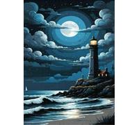 500pcs Great Jigsaw Puzzles for Adults Moonlit Beach and a Lonely Lighthouse The Style Pixel Art Atmospheric Puzzles for Adults Toys Gift Family Decoration Kids Puzzles