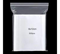 500pcs Grip Seal Bags, 8x12cm Resealable Zip Lock Bag, Clear Plastic Bags, Reusable Polythene Pouches, Sealable Storage Baggies for small items