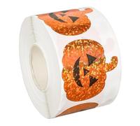 AWHAO 500Pcs Halloween Pumpkin Stickers Decals Roll Pumpkin Shape Paper Label Seal Sticker for Wall Halloween Holiday Journaling, CH27