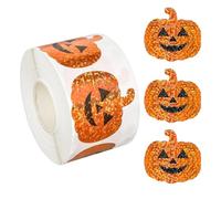 500PCS Halloween Pumpkin Stickers, Halloween Decorating Stickers for Party Sparkly Waterproof Self-Adhesive Decal Sticker Halloween Party Decoration for Card Making Sealing Envelopes