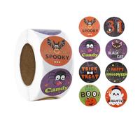 500PCS Halloween Stickers for Kids - 2.5cm Round Halloween Pumpkin Stickers 8 Spooky Patterns DIY Craft Supplies for Party Decor, Envelope Seals & Baking Labels