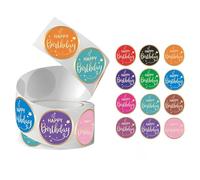 500PCS Happy Birthday Stickers,Round Gold Foil Birthday Stamping Stickers,Gift Seals Labels Envelope Sti/cker for Birth Day Party Cards,Gift Treat Bags Wrapping, Personalised Party Decorations