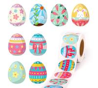 500pcs Happy Easter Stickers Roll, Easter Bunny Rabbit Eggs Decals Self-Adhesive Labels for Scrapbooking Envelope Art Craft Cards Gift Holiday Kids Party Decoration Supplies (8 Styles)