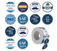 500pcs Happy Father’s Day Stickers, Round Best Dad Stickers, Father's Day Party Decorations for Crafts, Round Father Day Labels Crafts Gifts Greeting Cards Envelope Seals Labels Sticker Decorations