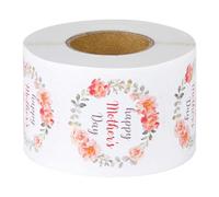 500Pcs Happy Mother's Day Flower Sticker Roll Strong Adhesion Labels Decal for Gift Wrapping and Envelope Seal Craft Project Sticker